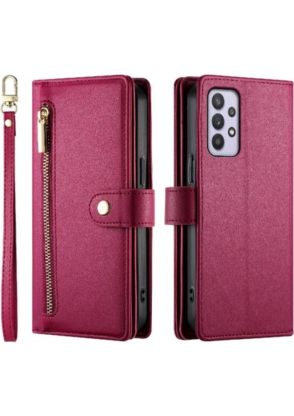 Samsung Galaxy A32 5g Kickstand Bilek Kayışı Çok Fonksiyonlu Flip Case (Yurt Dışından)
