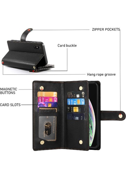 IPhone Xs Max Bilek Kayışı Cüzdan Bölmesi Çok Fonksiyonlu Flip Case (Yurt Dışından) indirimleri