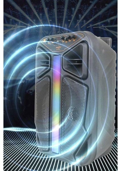 GTS-1846 Işıklı Mikrofonlu Kumandalı Tekerlekli Bluetooth Hoparlör Siyah modelleri