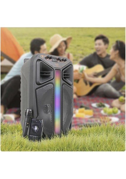 GTS-1846 Işıklı Mikrofonlu Kumandalı Tekerlekli Bluetooth Hoparlör Siyah fırsatları