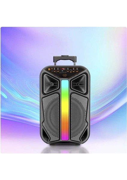 GTS-1846 Işıklı Mikrofonlu Kumandalı Tekerlekli Bluetooth Hoparlör Siyah indirimleri