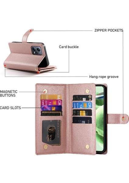 Xiaomi Poco X5 Bilek Kayışı Kickstand Çok Fonksiyonlu Kart Için Flip Case (Yurt Dışından)