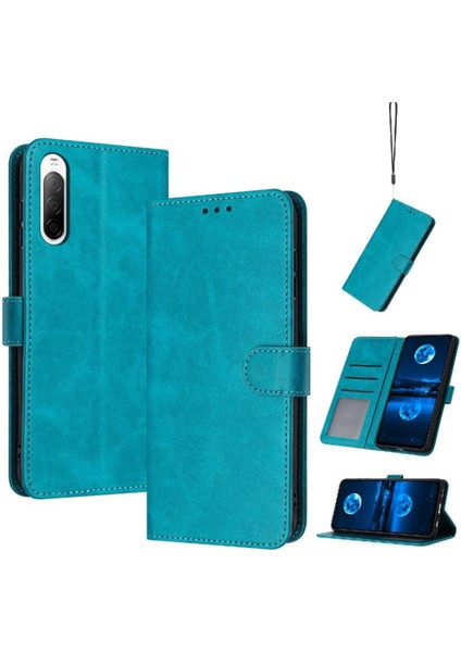 Kart Yuvası ile Sony Xperia 10 Vı Saf Renk Pu Deri Için Flip Case (Yurt Dışından)