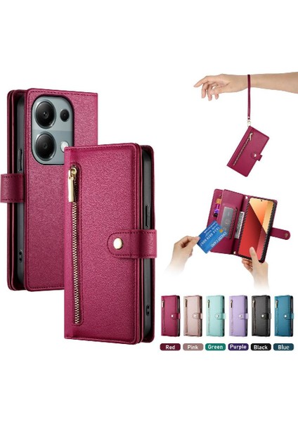Xiaomi Poco M6 Pro Bilek Kayışı Kickstand Cüzdan Bölmesi Için Flip Case (Yurt Dışından) modelleri