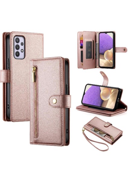 Samsung Galaxy A32 5g Kickstand Bilek Kayışı Çok Fonksiyonlu Flip Case (Yurt Dışından)