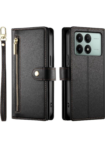 Xiaomi Poco X6 Pro Bilek Kayışı Çok Fonksiyonlu Kart Yuvaları Için Flip Case (Yurt Dışından)
