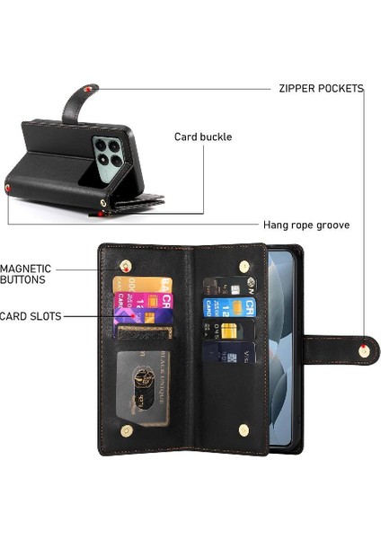 Xiaomi Poco X6 Pro Bilek Kayışı Çok Fonksiyonlu Kart Yuvaları Için Flip Case (Yurt Dışından) indirimleri