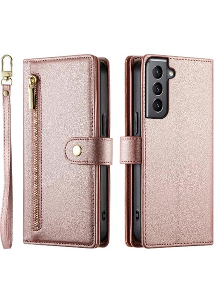 Samsung Galaxy S21 Bilek Kayışı Çok Fonksiyonlu Kart Yuvaları Için Flip Case (Yurt Dışından)