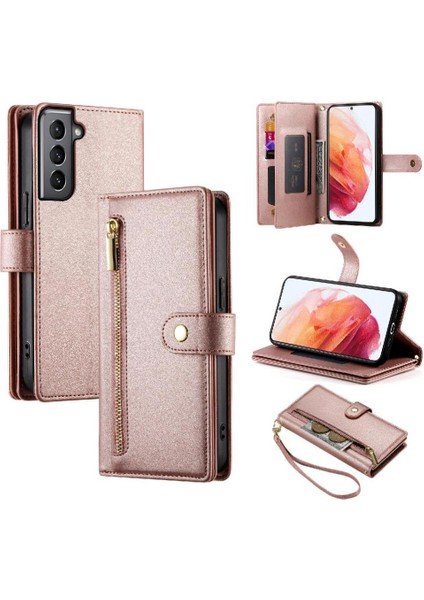 Samsung Galaxy S21 Bilek Kayışı Çok Fonksiyonlu Kart Yuvaları Için Flip Case (Yurt Dışından) modelleri