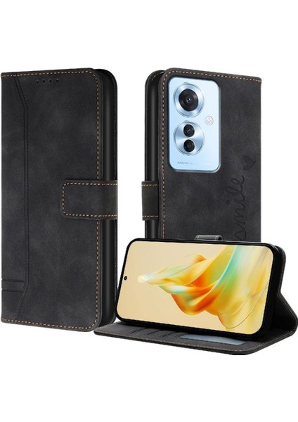 Oppo Phone 11F El Kayışı Için Telefon Kılıfı Pu Deri Flip Folio Cüzdan Kart (Yurt Dışından)
