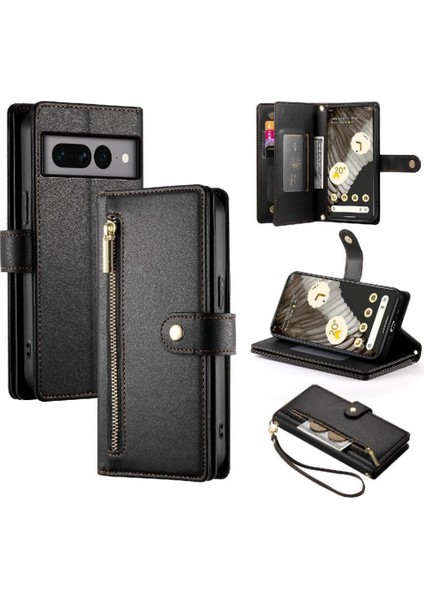 Google Piksel 7 Pro Çok Fonksiyonlu Kart Yuvaları Bilek Kayışı Için Flip Case (Yurt Dışından)