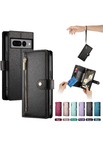 Google Piksel 7 Pro Çok Fonksiyonlu Kart Yuvaları Bilek Kayışı Için Flip Case (Yurt Dışından) modelleri