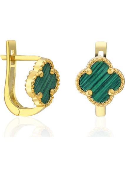 Yeşil Taşlı Yonca Küpeleri