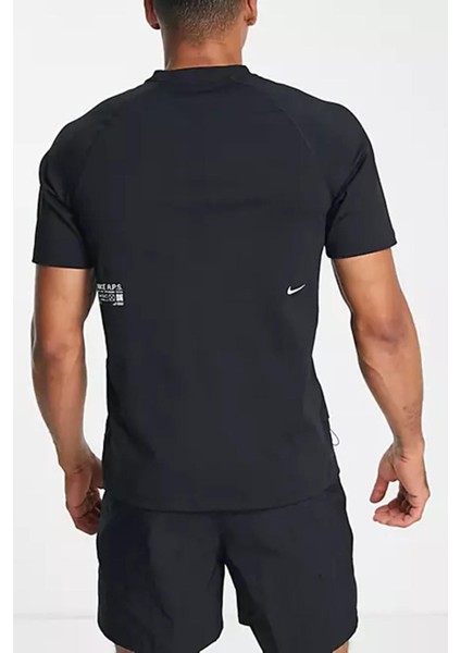 Training Axis Dri Fit Adv Tshirt Black Bol Kesim Dalgıç Kumaşı Erkek Antreman Tişört Siyah