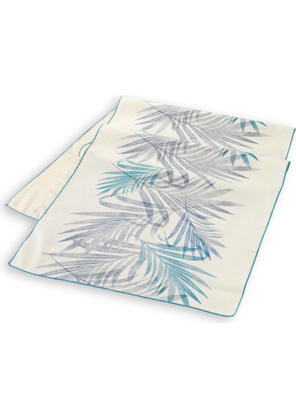 Home Leaf Poly Linen Runner 45X150-MAVI