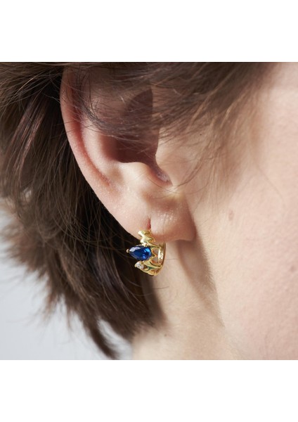 Tek Taşlı Deniz Mavisi Damlacıklı Küpeler fırsatları