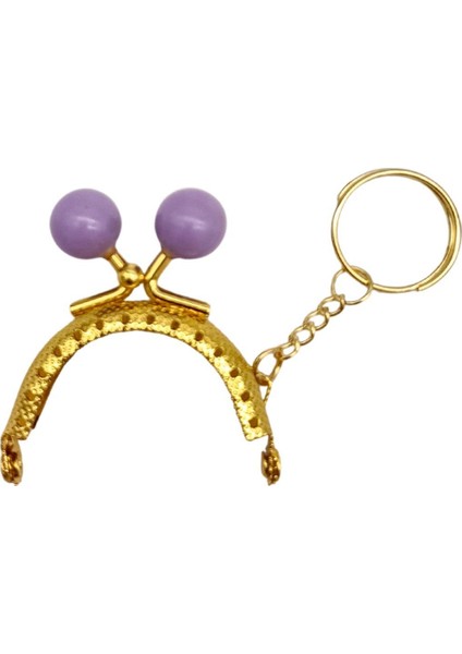 5 cm Anahtarlıklı Toplu Cüzdan Klipsi Lila Renk Gold Metal