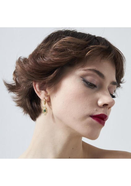 Yeşil Baget Taşlı Küpeler modelleri