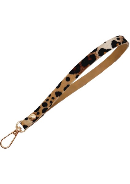 Suni Deri Elcik Leopar Desen Light Gold Metal
