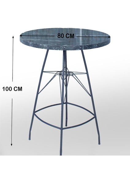 Aksa 80x100 Oval Mutfak Yemek Masası 2 Kişilik Çapraz Telli Bar Sandalyesi Cafe Masa