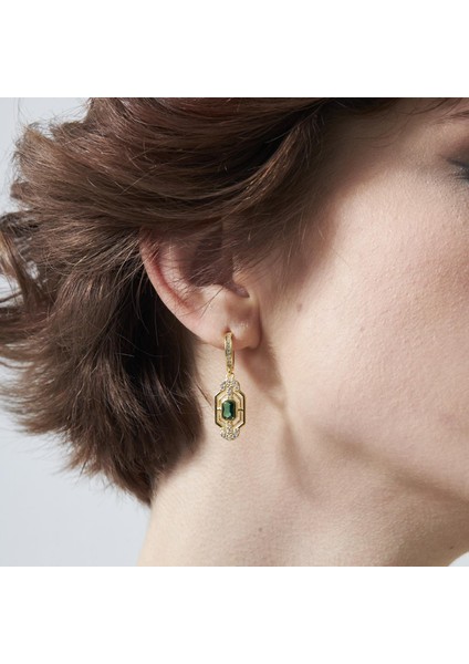 Yeşil Baget Taşlı Küpeler indirimleri
