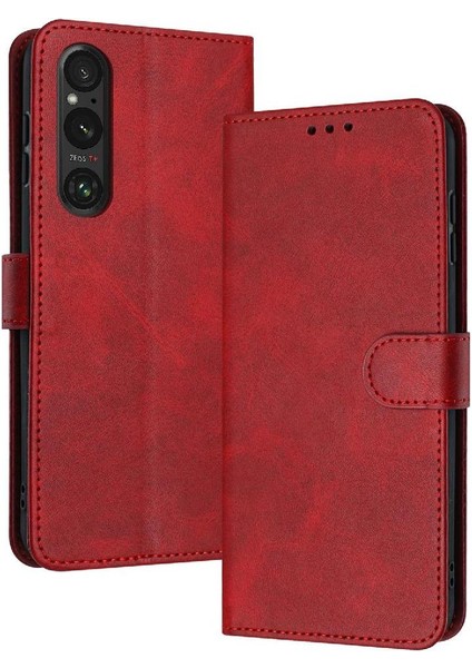 Kart Yuvası ile Sony Xperia 1 Vı Pu Deri Saf Renk Için Flip Case (Yurt Dışından)