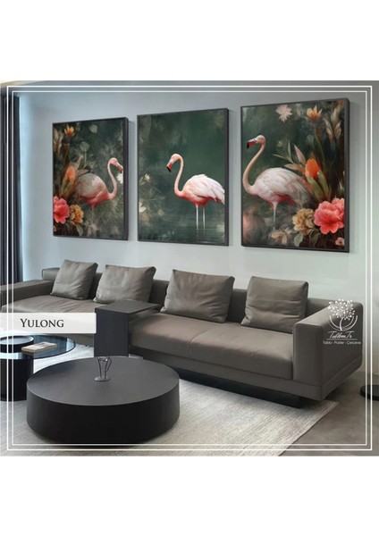 Metal Çerçeveli Gerçek Camlı Tablo Yulong 3 Lü Set