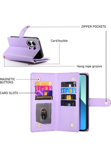 Xiaomi Redmi Not 13 Için Flip Case 4g Cüzdan Bölmesi Çok Fonksiyonlu (Yurt Dışından)