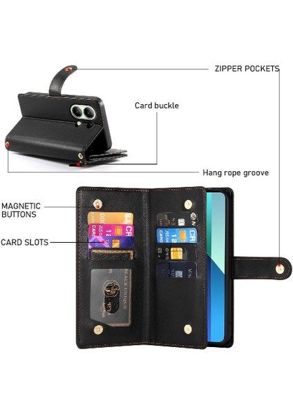 Xiaomi Redmi Not 13 Için Flip Case 4g Cüzdan Bölmesi Çok Fonksiyonlu (Yurt Dışından) modelleri