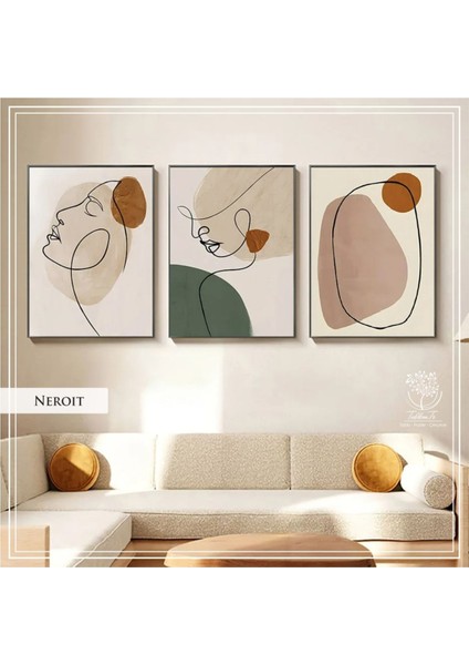 Metal Çerçeveli Gerçek Camlı Tablo Neroita 3 Lü Set