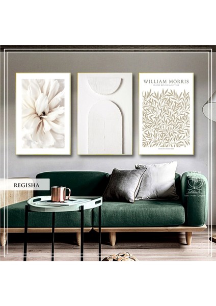 Metal Çerçeveli Gerçek Camlı Tablo Regisha 3 Lü Set