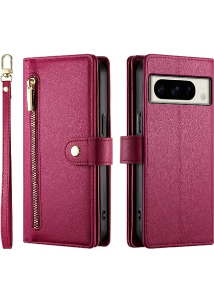 Google Piksel 8 Pro Bilek Kayışı Çok Fonksiyonlu Kart Yuvaları Için Flip Case (Yurt Dışından)
