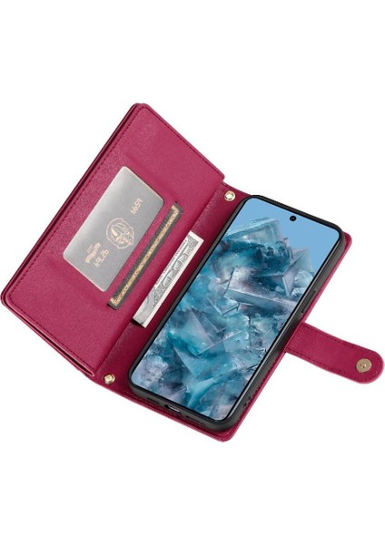 Google Piksel 8 Pro Bilek Kayışı Çok Fonksiyonlu Kart Yuvaları Için Flip Case (Yurt Dışından)