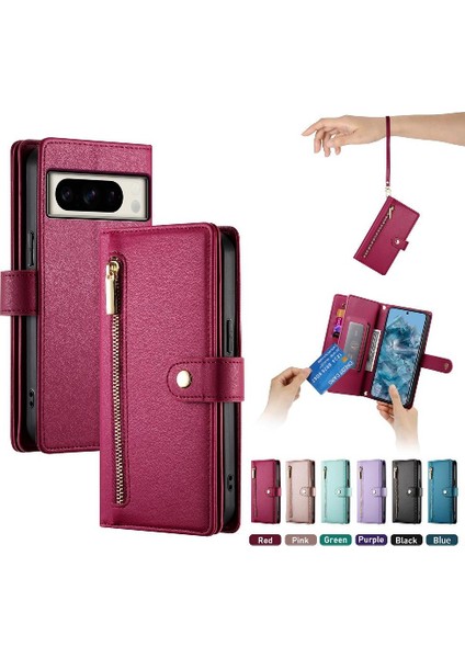 Google Piksel 8 Pro Bilek Kayışı Çok Fonksiyonlu Kart Yuvaları Için Flip Case (Yurt Dışından)