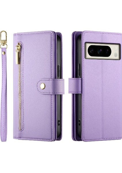 Google Piksel 8 Pro Bilek Kayışı Çok Fonksiyonlu Kart Yuvaları Için Flip Case (Yurt Dışından)