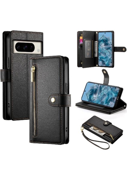 Google Piksel 8 Pro Bilek Kayışı Çok Fonksiyonlu Kart Yuvaları Için Flip Case (Yurt Dışından)