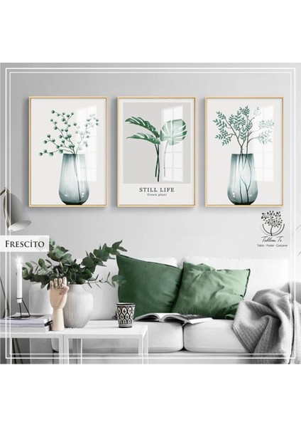 Metal Çerçeveli Gerçek Camlı Tablo Frescitog 3 Lü Set