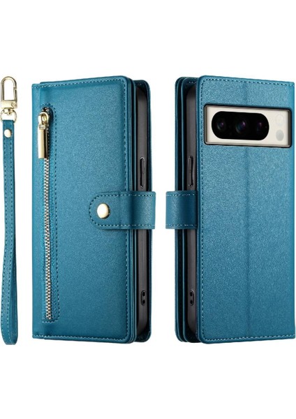 Google Piksel 8 Pro Bilek Kayışı Çok Fonksiyonlu Kart Yuvaları Için Flip Case (Yurt Dışından)