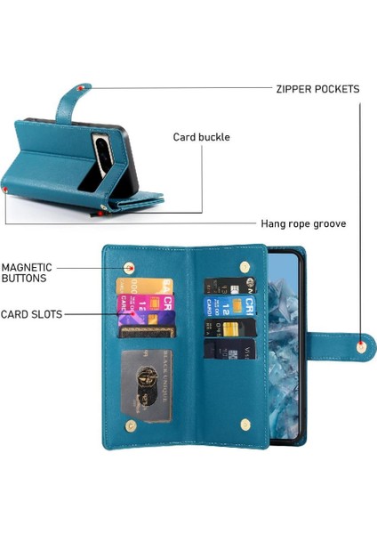 Google Piksel 8 Pro Bilek Kayışı Çok Fonksiyonlu Kart Yuvaları Için Flip Case (Yurt Dışından) fırsatları