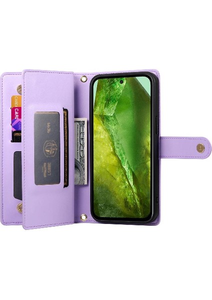 Google Piksel 8A Cüzdan Bölmesi Bilek Kayışı Kart Yuvaları Için Flip Case (Yurt Dışından) modelleri