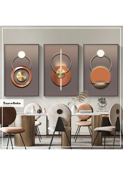 Metal Çerçeveli Gerçek Camlı Tablo Travelista 3 Lü Set