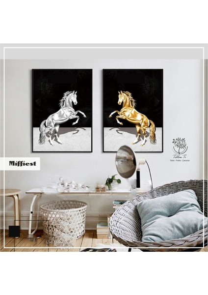 Metal Çerçeveli Gerçek Camlı Tablo Miffiest 2li Set