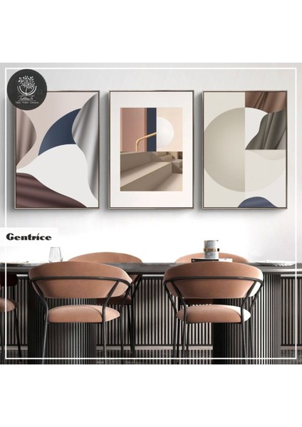 Metal Çerçeveli Gerçek Camlı Tablo Gentrice 3 Lü Set