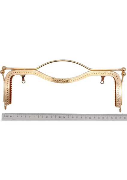 27 cm Üstten Tutmalı Çanta Klipsi Çanta Bursu Light Gold Metal fiyatları