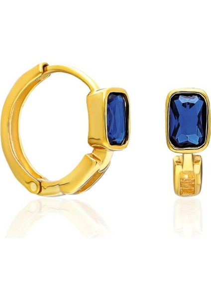 Baget Taşlı Deniz Mavisi Küpeler