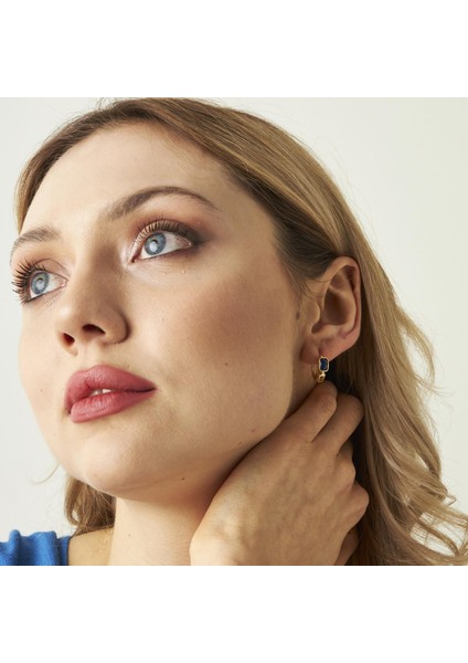 Baget Taşlı Deniz Mavisi Küpeler indirimleri