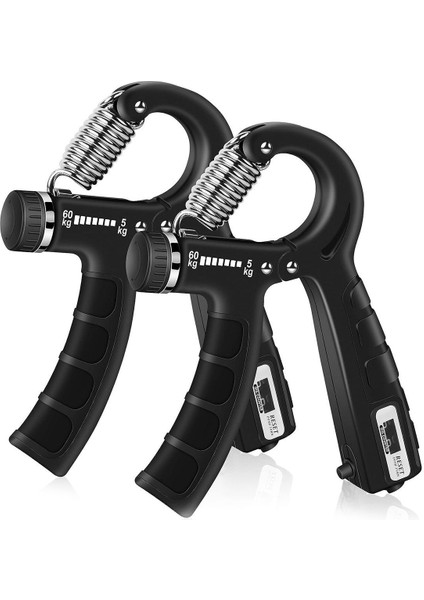 Siyah Konforlu 5-60 kg Ayarlanabilir Sayaçlı Gym Fitness Egzersiz Yay El ve Bilek Güçlendirici 2-Ad
