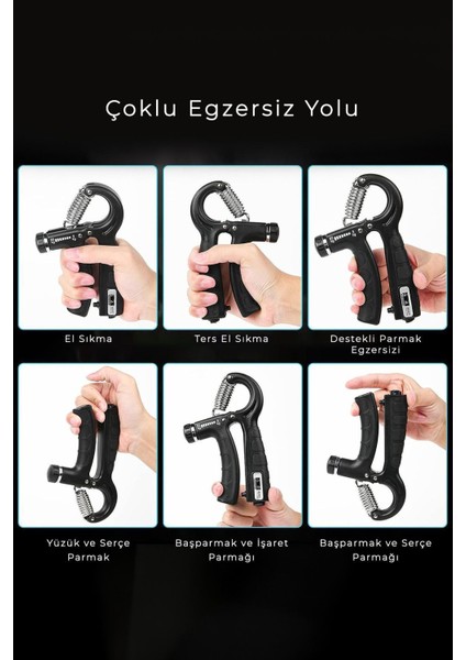 Siyah Konforlu 5-60 kg Ayarlanabilir Sayaçlı Gym Fitness Egzersiz Yay El ve Bilek Güçlendirici 2-Ad