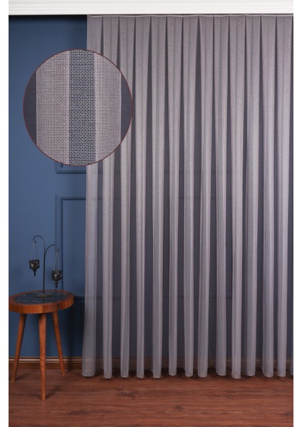 Ofelya Gri Düz Tül Perde (1/2.5 Normal Pile)
