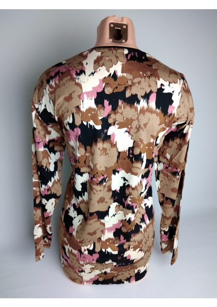 Kadın Siyah Krem V Yaka Uzun Kollu Yazlık Viskon Likralı Anne Penye Bluz fiyatları